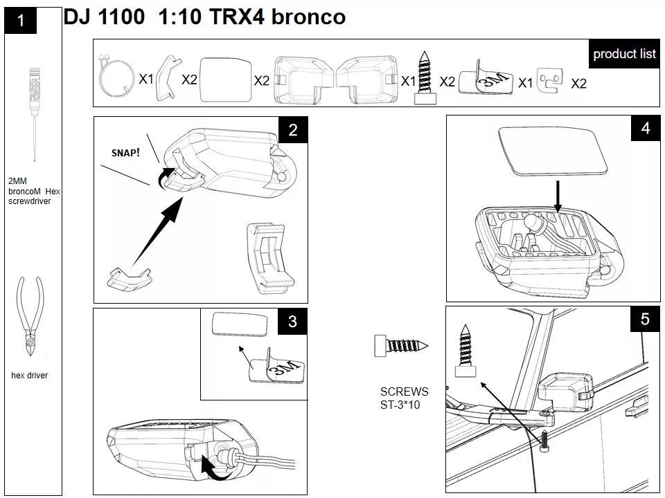 Traxxas トラクサス 1/10 TRX4 ニューブロンコ ドアミラー