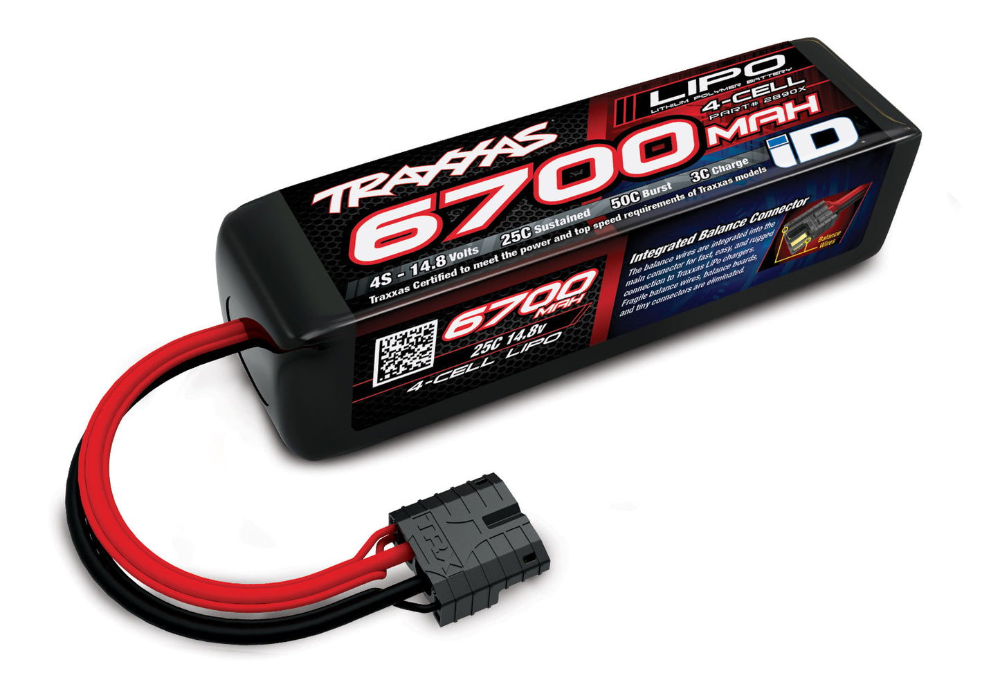 TRAXXAS トラクサス LIPOバッテリー 4s 6700mAh 25c iD機能付き 純正リポバッテリー 2890X